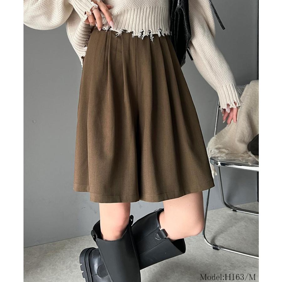 ボトムス パンツ レディース ボリューム フロント タック ギャザー キュロット ウエスト 後ろ ゴム 仕様 高見え スタイルアップ | classicalelf | 11