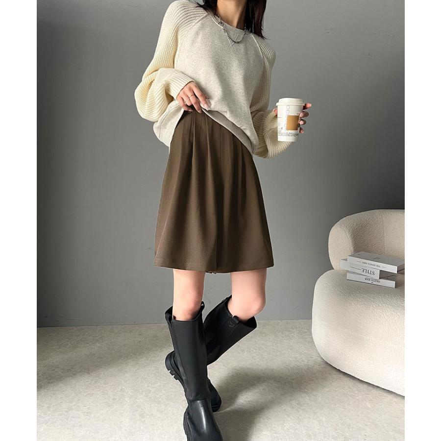 ボトムス パンツ レディース ボリューム フロント タック ギャザー キュロット ウエスト 後ろ ゴム 仕様 高見え スタイルアップ | classicalelf | 14