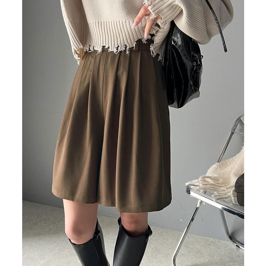 ボトムス パンツ レディース ボリューム フロント タック ギャザー キュロット ウエスト 後ろ ゴム 仕様 高見え スタイルアップ | classicalelf | 15