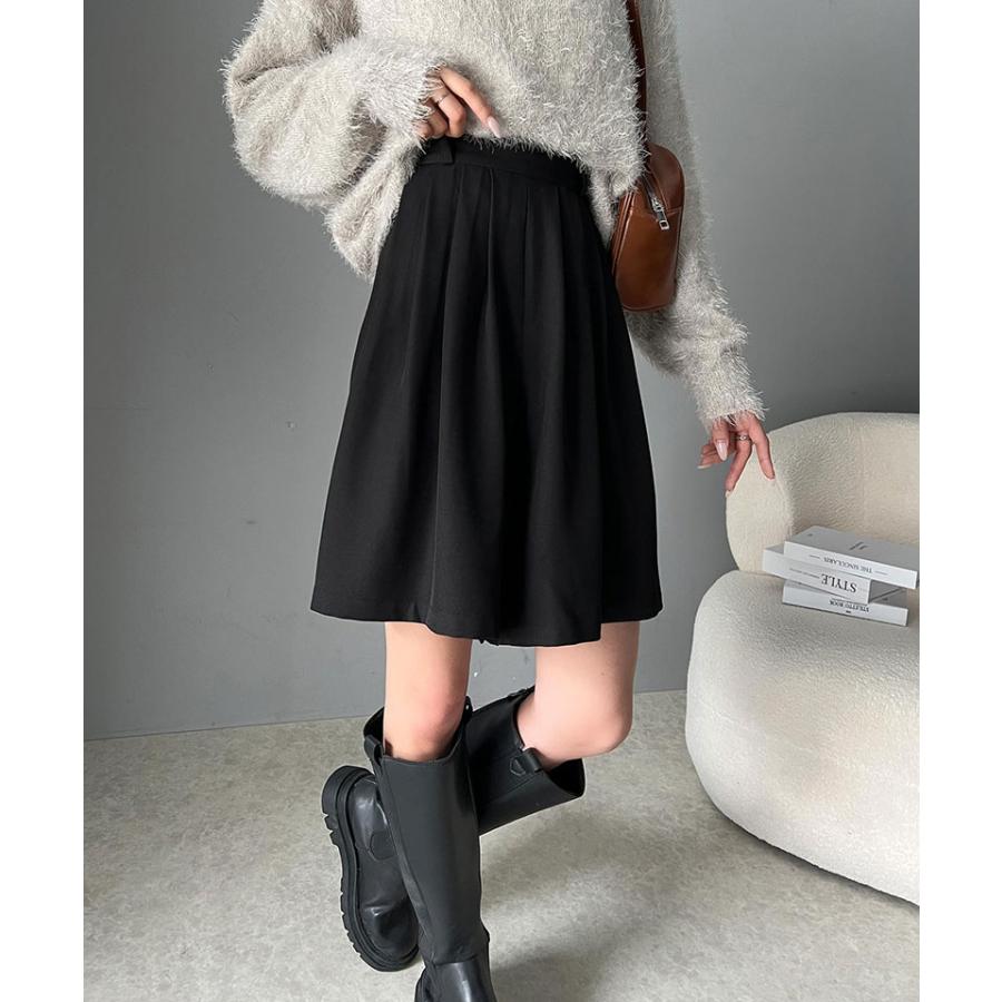 ボトムス パンツ レディース ボリューム フロント タック ギャザー キュロット ウエスト 後ろ ゴム 仕様 高見え スタイルアップ | classicalelf | 05