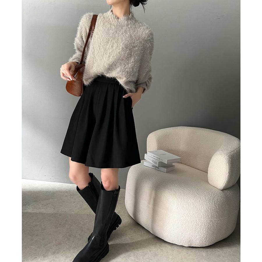 ボトムス パンツ レディース ボリューム フロント タック ギャザー キュロット ウエスト 後ろ ゴム 仕様 高見え スタイルアップ | classicalelf | 06