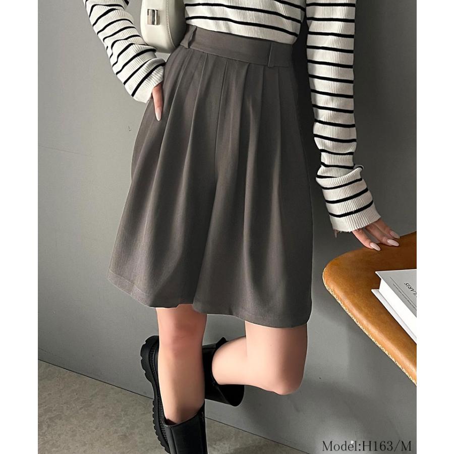 ボトムス パンツ レディース ボリューム フロント タック ギャザー キュロット ウエスト 後ろ ゴム 仕様 高見え スタイルアップ | classicalelf | 07