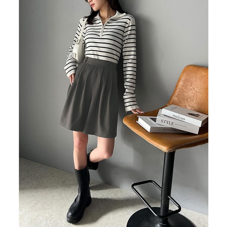 ボトムス パンツ レディース ボリューム フロント タック ギャザー キュロット ウエスト 後ろ ゴム 仕様 高見え スタイルアップ | classicalelf | 08