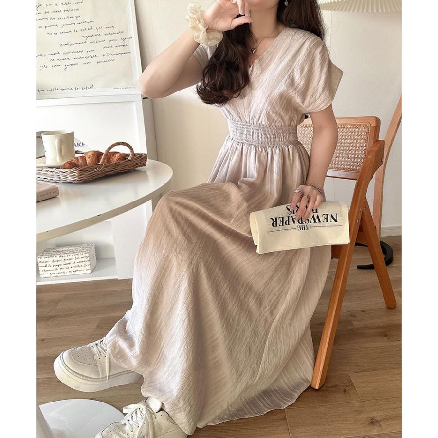 【 クラシカルエルフ classical elf 】 ワンピース 夏 レディース きれいめ Vネックワンピース ロングワンピ フレンチスリーブ シアー素材 春 夏 | classicalelf | 10