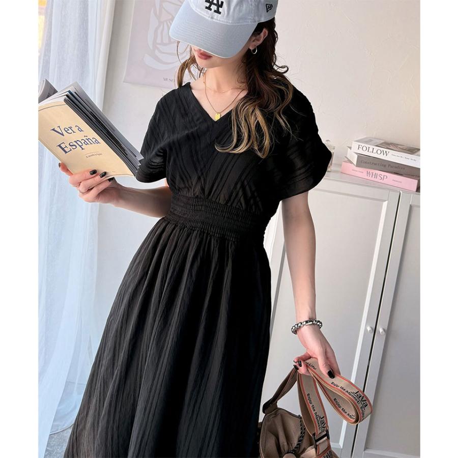 【 クラシカルエルフ classical elf 】 ワンピース 夏 レディース きれいめ Vネックワンピース ロングワンピ フレンチスリーブ シアー素材 春 夏 | classicalelf | 02