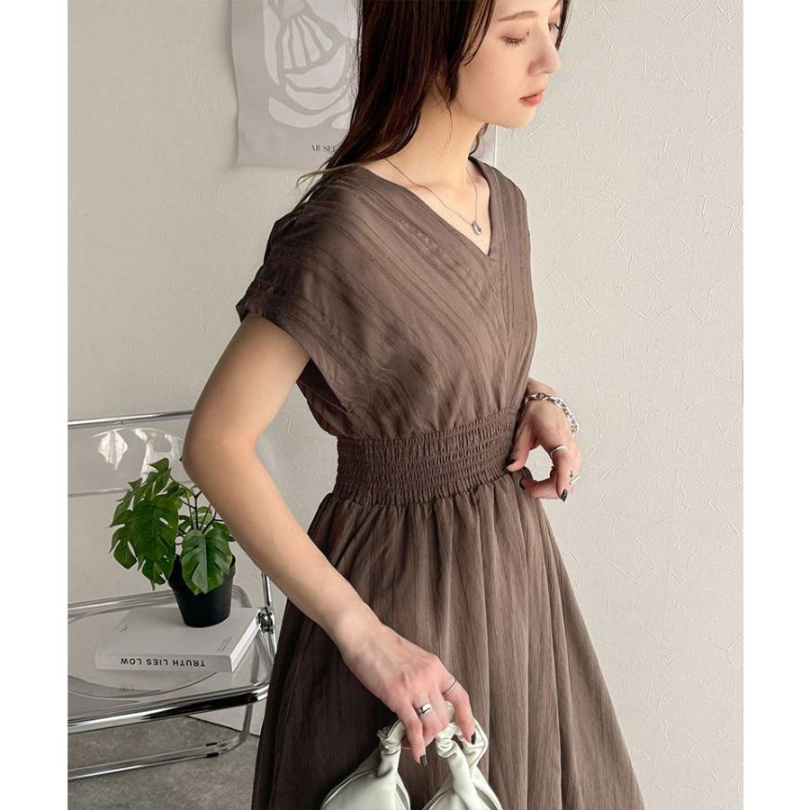 【 クラシカルエルフ classical elf 】 ワンピース 夏 レディース きれいめ Vネックワンピース ロングワンピ フレンチスリーブ シアー素材 春 夏 | classicalelf | 05