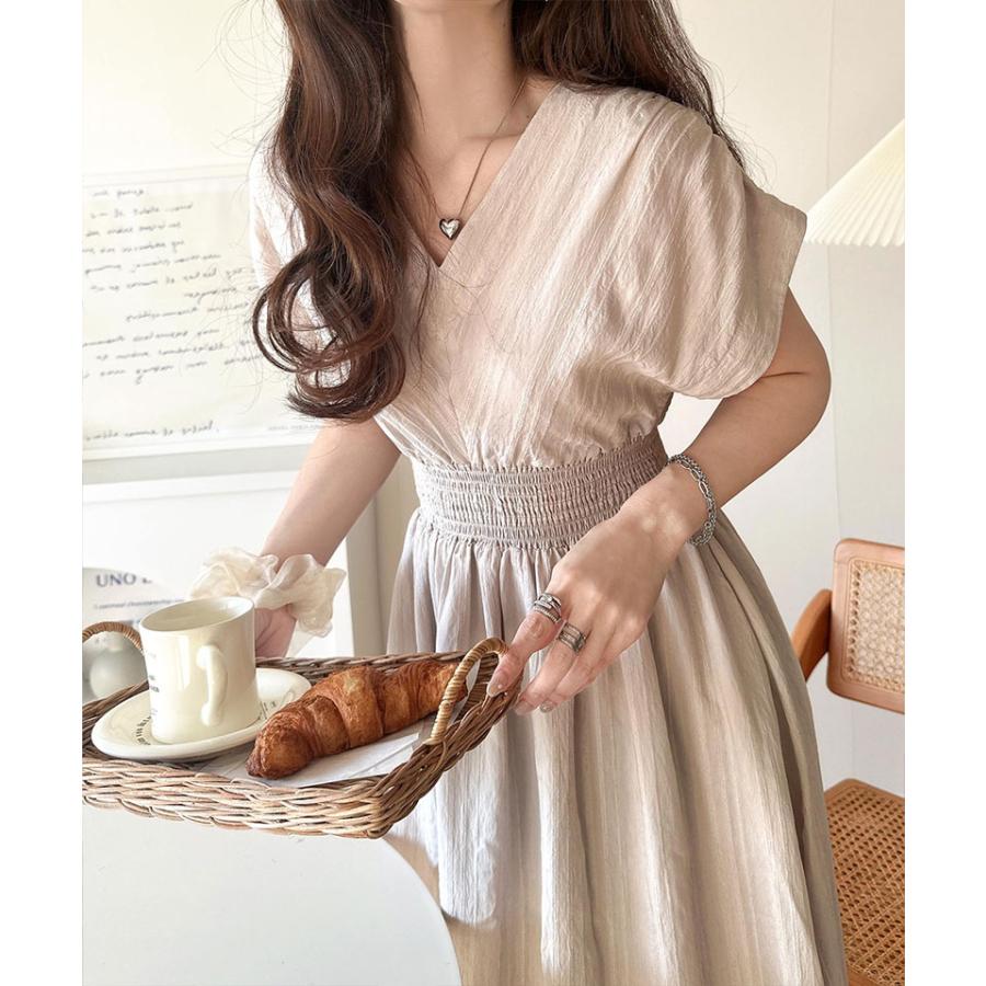 【 クラシカルエルフ classical elf 】 ワンピース 夏 レディース きれいめ Vネックワンピース ロングワンピ フレンチスリーブ シアー素材 春 夏 | classicalelf | 09