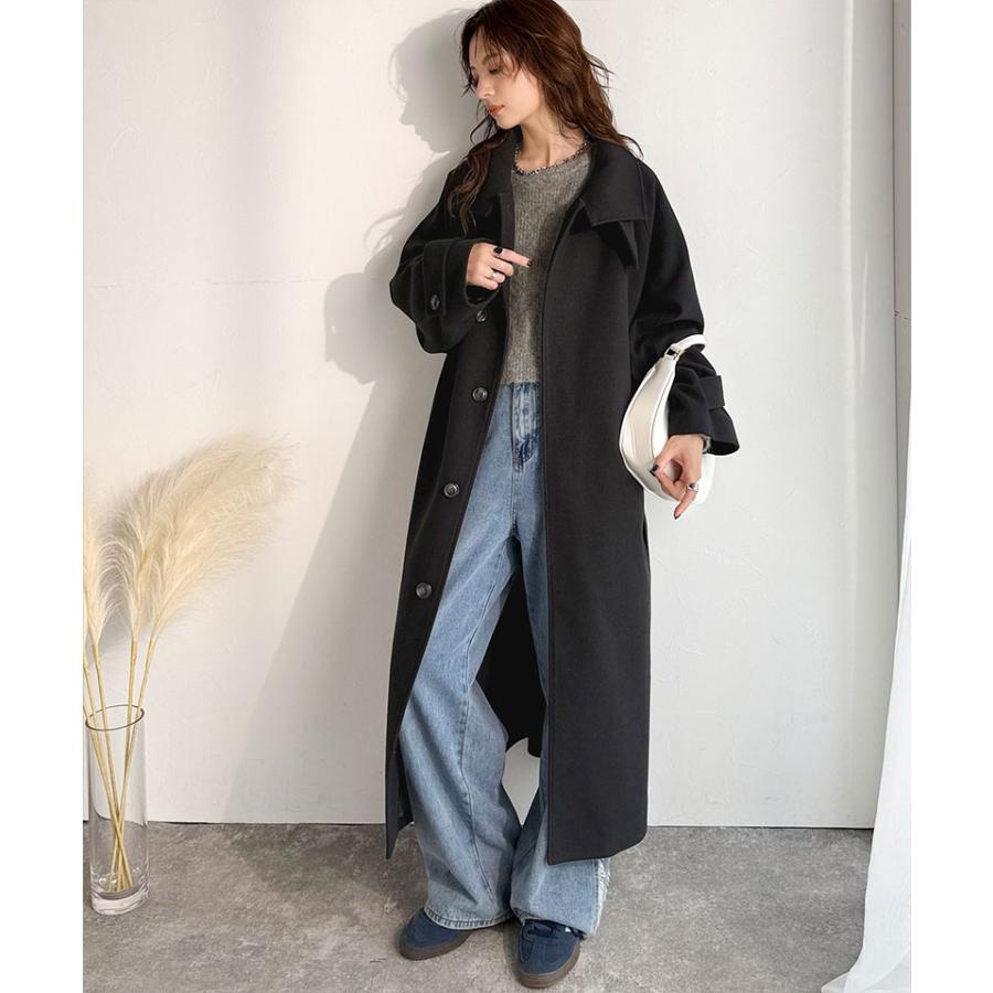 【 クラシカルエルフ classical elf 】 トップス アウター レディース 衿 2way 比翼 スタンド ウール調 ステンカラー コート ロング丈 | classicalelf | 10