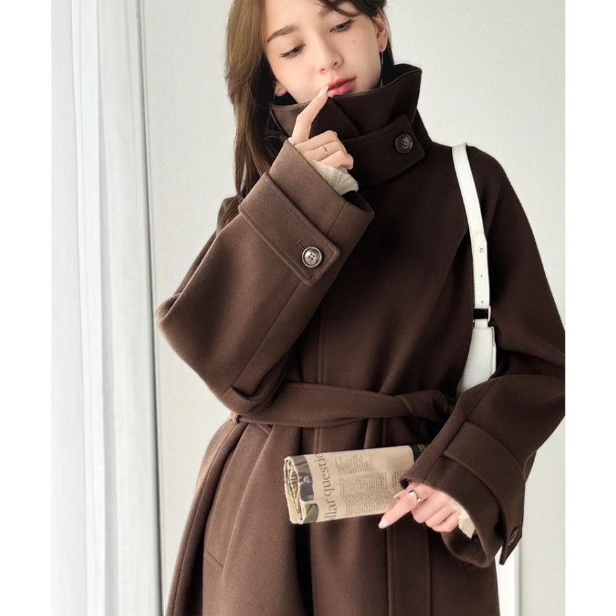 【 クラシカルエルフ classical elf 】 トップス アウター レディース 衿 2way 比翼 スタンド ウール調 ステンカラー コート ロング丈 | classicalelf | 14