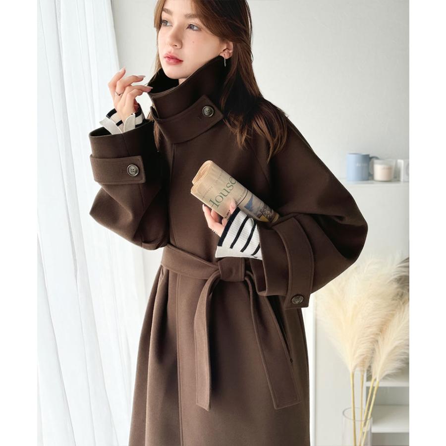 【 クラシカルエルフ classical elf 】 トップス アウター レディース 衿 2way 比翼 スタンド ウール調 ステンカラー コート ロング丈 | classicalelf | 15