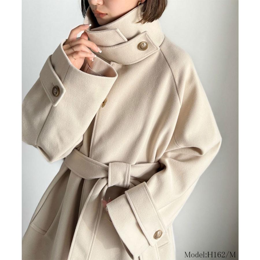 【 クラシカルエルフ classical elf 】 トップス アウター レディース 衿 2way 比翼 スタンド ウール調 ステンカラー コート ロング丈 | classicalelf | 02