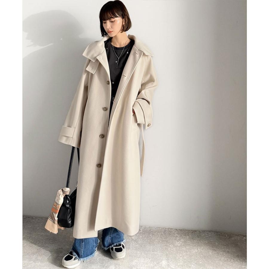 【 クラシカルエルフ classical elf 】 トップス アウター レディース 衿 2way 比翼 スタンド ウール調 ステンカラー コート ロング丈 | classicalelf | 05