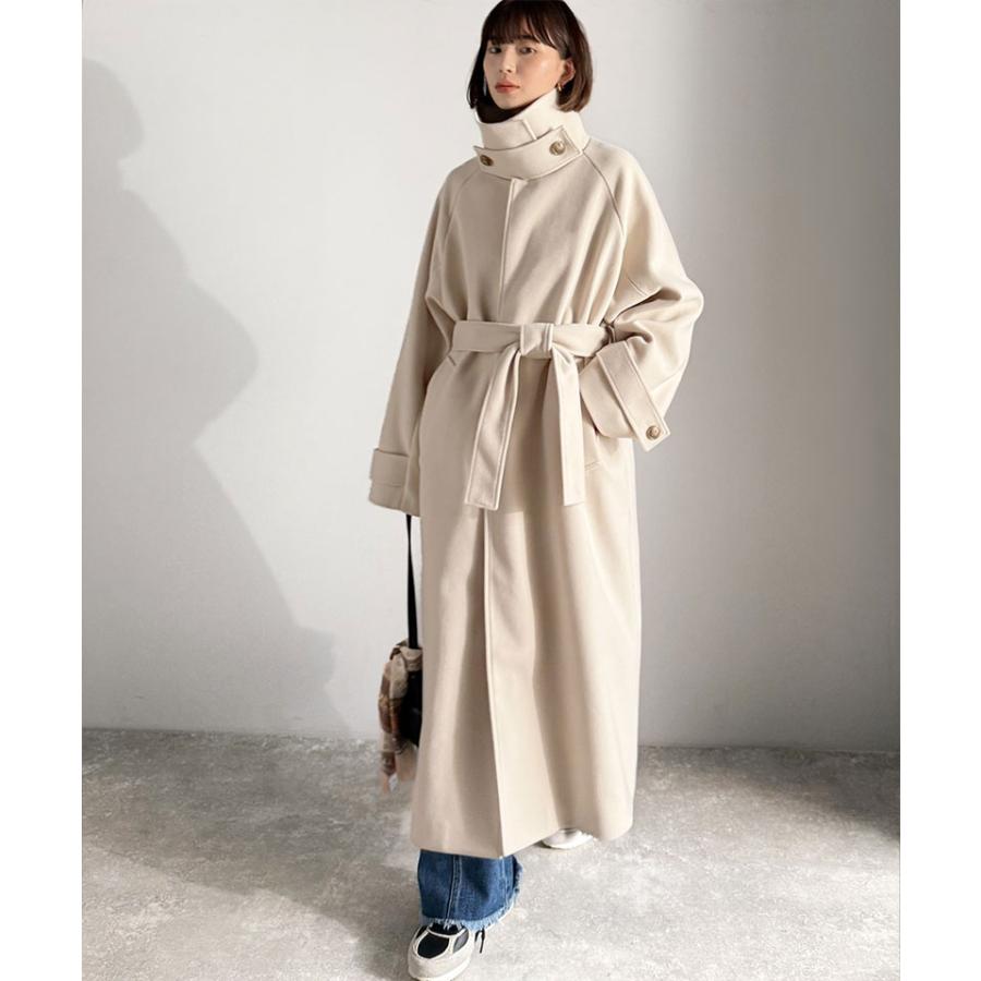 【 クラシカルエルフ classical elf 】 トップス アウター レディース 衿 2way 比翼 スタンド ウール調 ステンカラー コート ロング丈 | classicalelf | 06