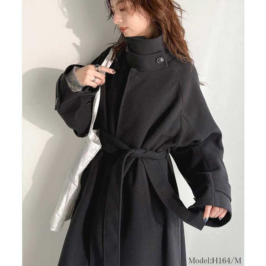 【 クラシカルエルフ classical elf 】 トップス アウター レディース 衿 2way 比翼 スタンド ウール調 ステンカラー コート ロング丈 | classicalelf | 07