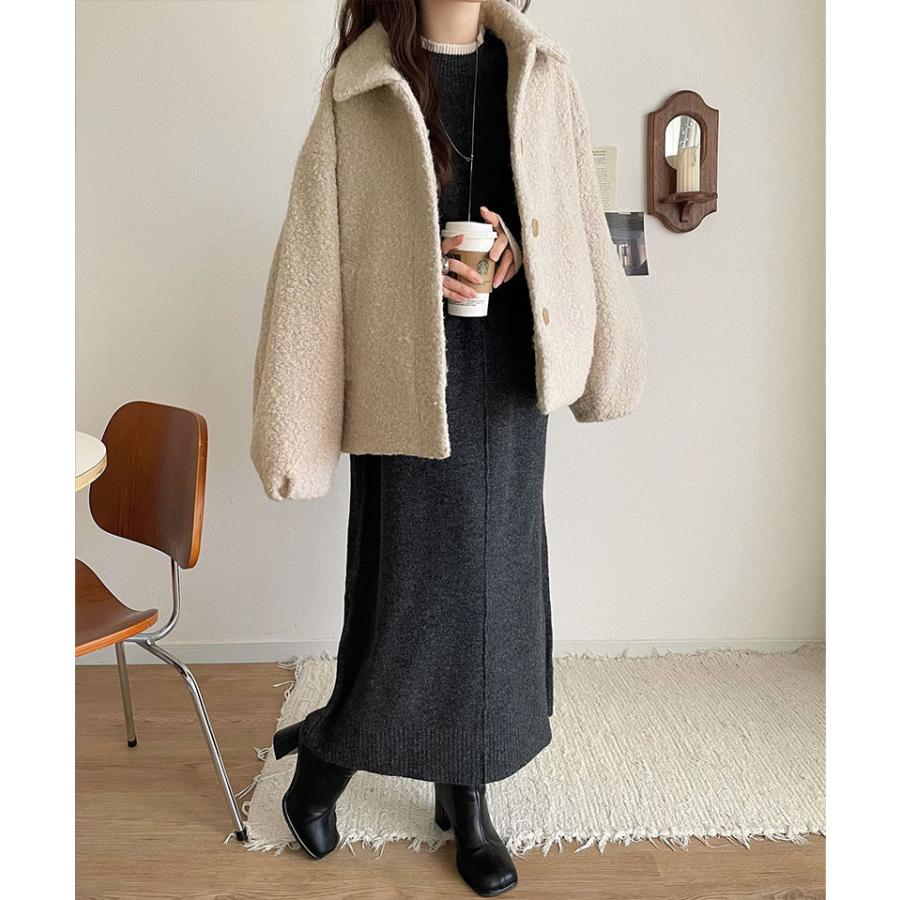 【 クラシカルエルフ classical elf 】ジャケット レディース 秋 アウター ボリューム感 コクーン 襟付き ボアコート 長袖 ブルゾン コンパクト丈 | classicalelf | 03