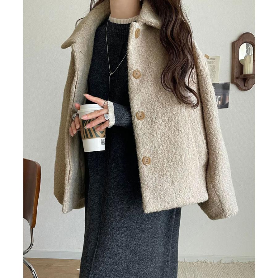 【 クラシカルエルフ classical elf 】ジャケット レディース 秋 アウター ボリューム感 コクーン 襟付き ボアコート 長袖 ブルゾン コンパクト丈 | classicalelf | 04