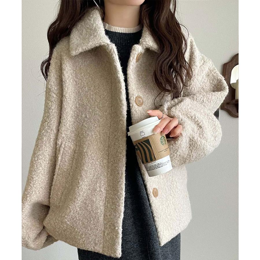 【 クラシカルエルフ classical elf 】ジャケット レディース 秋 アウター ボリューム感 コクーン 襟付き ボアコート 長袖 ブルゾン コンパクト丈 | classicalelf | 05