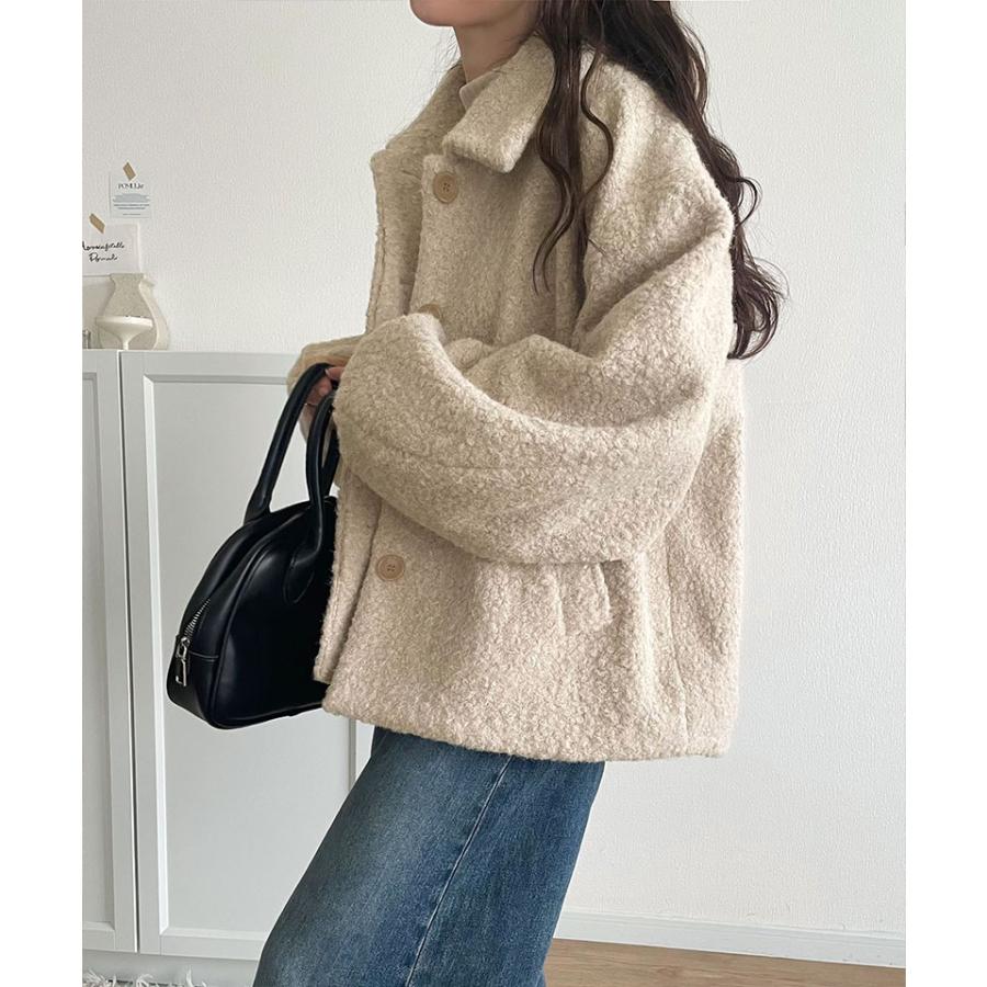 【 クラシカルエルフ classical elf 】ジャケット レディース 秋 アウター ボリューム感 コクーン 襟付き ボアコート 長袖 ブルゾン コンパクト丈 | classicalelf | 06