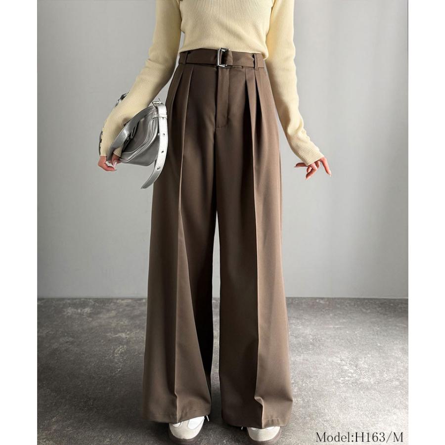 【 クラシカルエルフ classical elf 】ボトムス パンツ レディース ベルテッド ワイド ストレート イージー スラックスパンツ ベルト 付き | classicalelf | 12