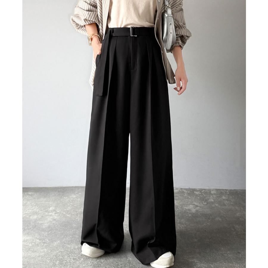 【 クラシカルエルフ classical elf 】ボトムス パンツ レディース ベルテッド ワイド ストレート イージー スラックスパンツ ベルト 付き | classicalelf | 03