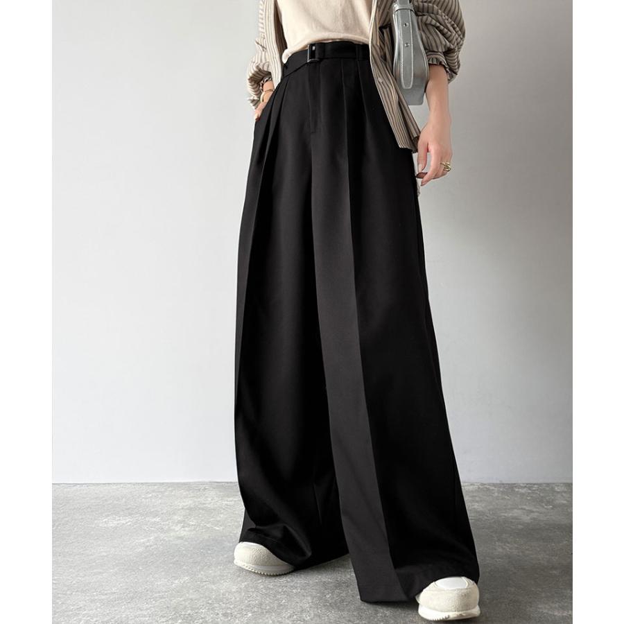 【 クラシカルエルフ classical elf 】ボトムス パンツ レディース ベルテッド ワイド ストレート イージー スラックスパンツ ベルト 付き | classicalelf | 04