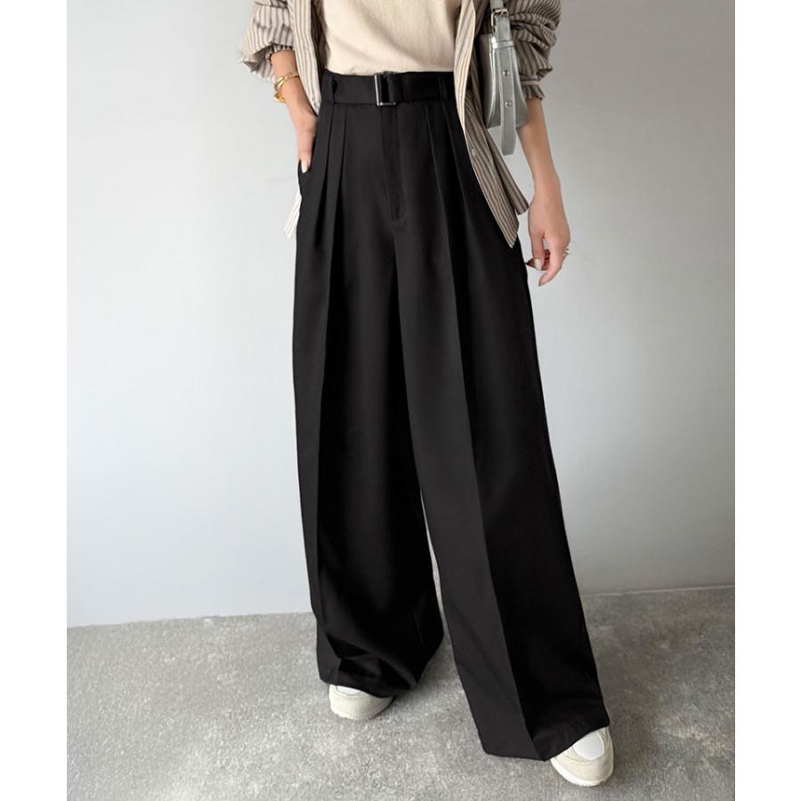 【 クラシカルエルフ classical elf 】ボトムス パンツ レディース ベルテッド ワイド ストレート イージー スラックスパンツ ベルト 付き | classicalelf | 05