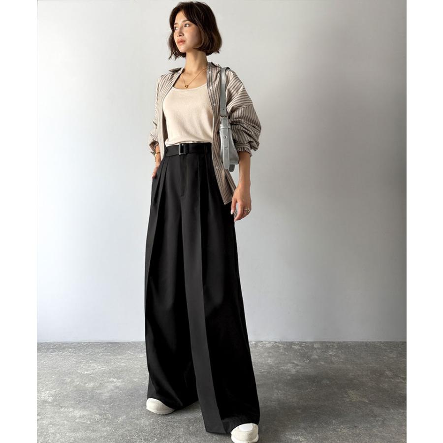 【 クラシカルエルフ classical elf 】ボトムス パンツ レディース ベルテッド ワイド ストレート イージー スラックスパンツ ベルト 付き | classicalelf | 06