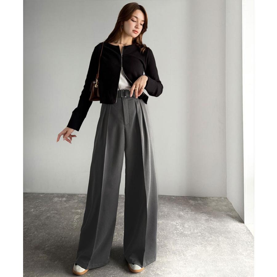 【 クラシカルエルフ classical elf 】ボトムス パンツ レディース ベルテッド ワイド ストレート イージー スラックスパンツ ベルト 付き | classicalelf | 09