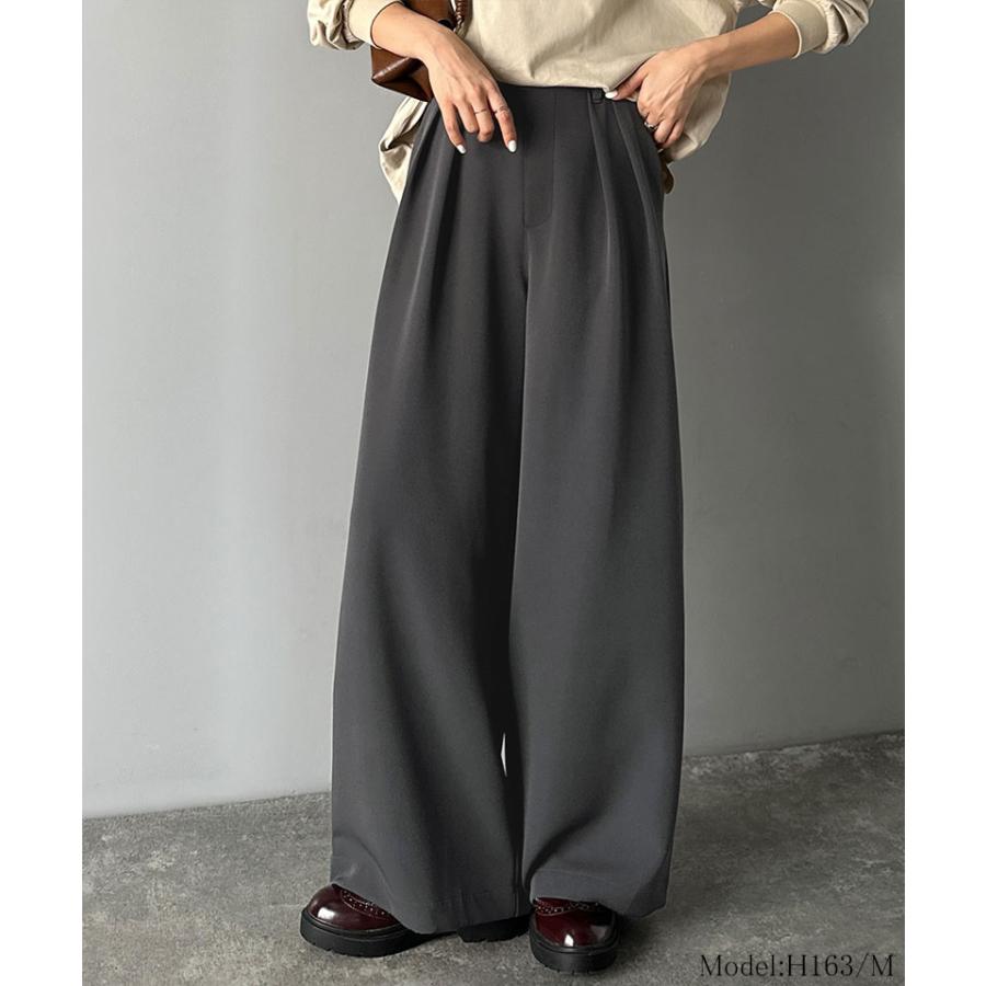 【 クラシカルエルフ classical elf 】 レディース ボトムス 秋 パンツ 体型カバー きれい見え ２タック ワイド スラックス セットアップ可能 ロングシーズン | classicalelf | 10