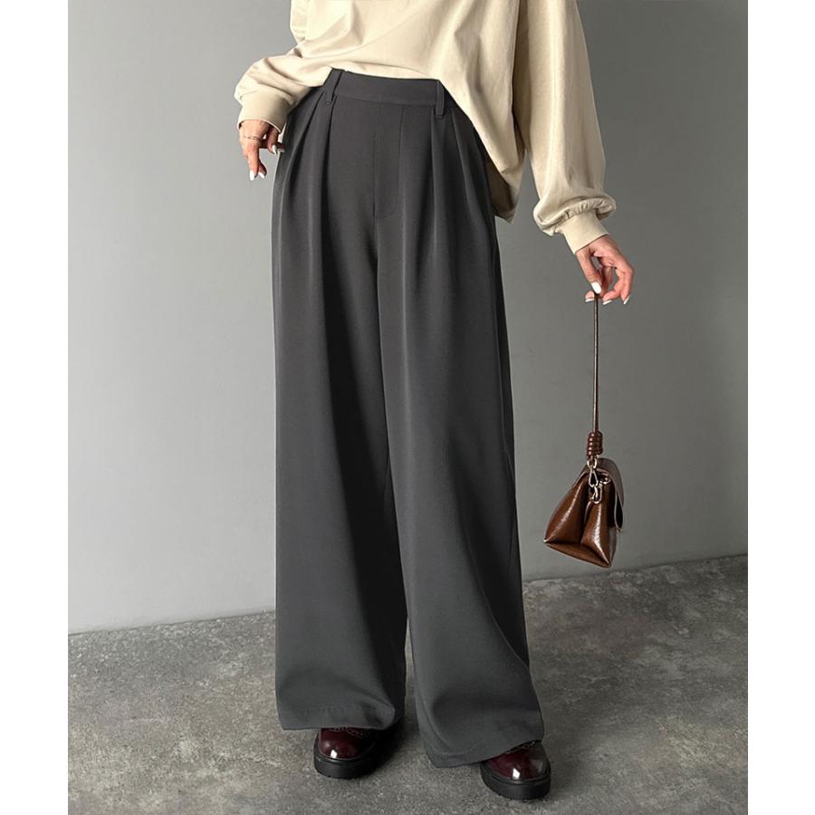 【 クラシカルエルフ classical elf 】 レディース ボトムス 秋 パンツ 体型カバー きれい見え ２タック ワイド スラックス セットアップ可能 ロングシーズン | classicalelf | 11