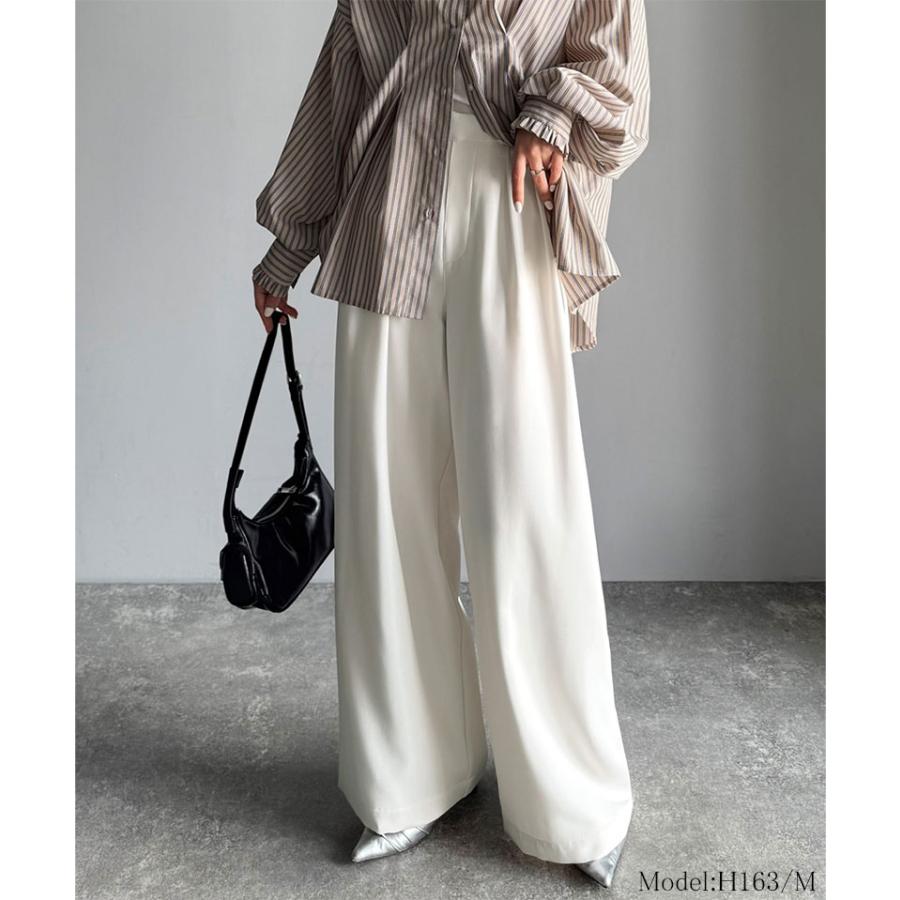 【 クラシカルエルフ classical elf 】 レディース ボトムス 秋 パンツ 体型カバー きれい見え ２タック ワイド スラックス セットアップ可能 ロングシーズン | classicalelf | 02