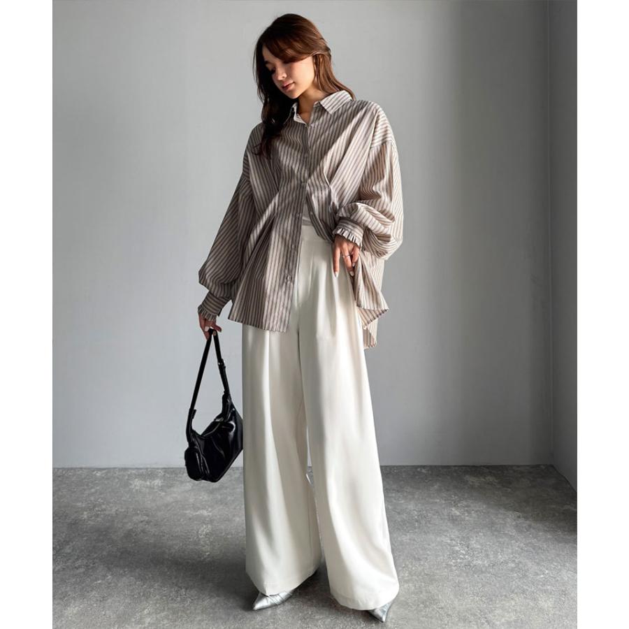 【 クラシカルエルフ classical elf 】 レディース ボトムス 秋 パンツ 体型カバー きれい見え ２タック ワイド スラックス セットアップ可能 ロングシーズン | classicalelf | 04