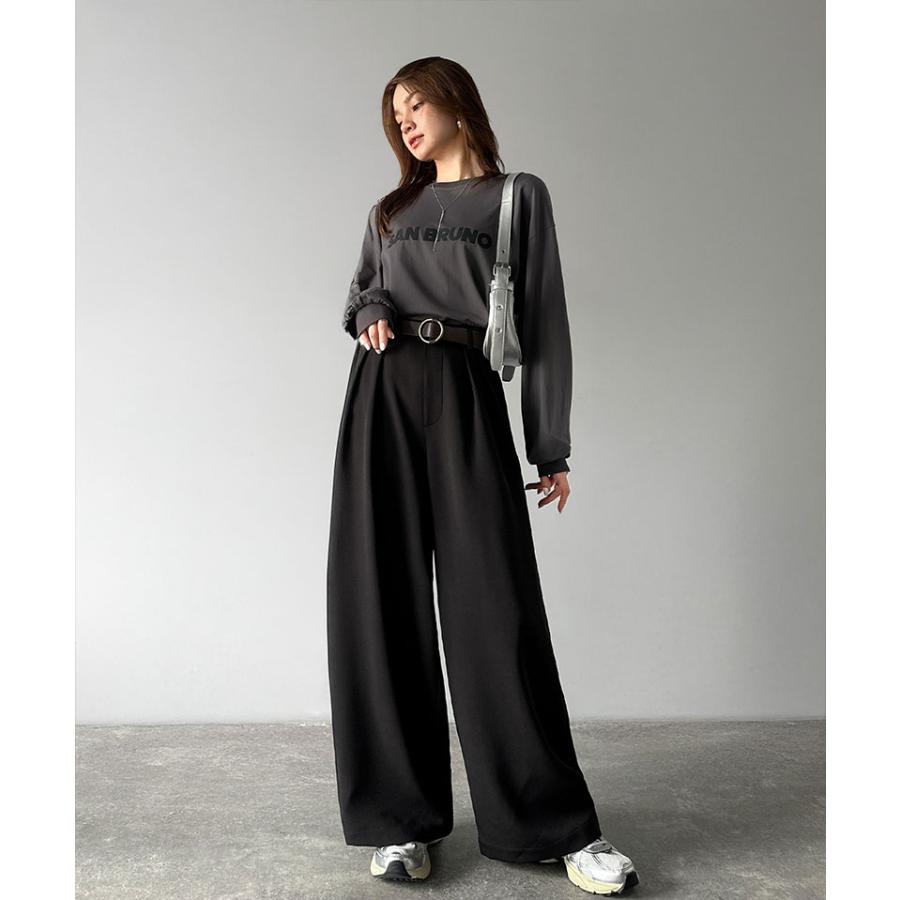 【 クラシカルエルフ classical elf 】 レディース ボトムス 秋 パンツ 体型カバー きれい見え ２タック ワイド スラックス セットアップ可能 ロングシーズン | classicalelf | 07