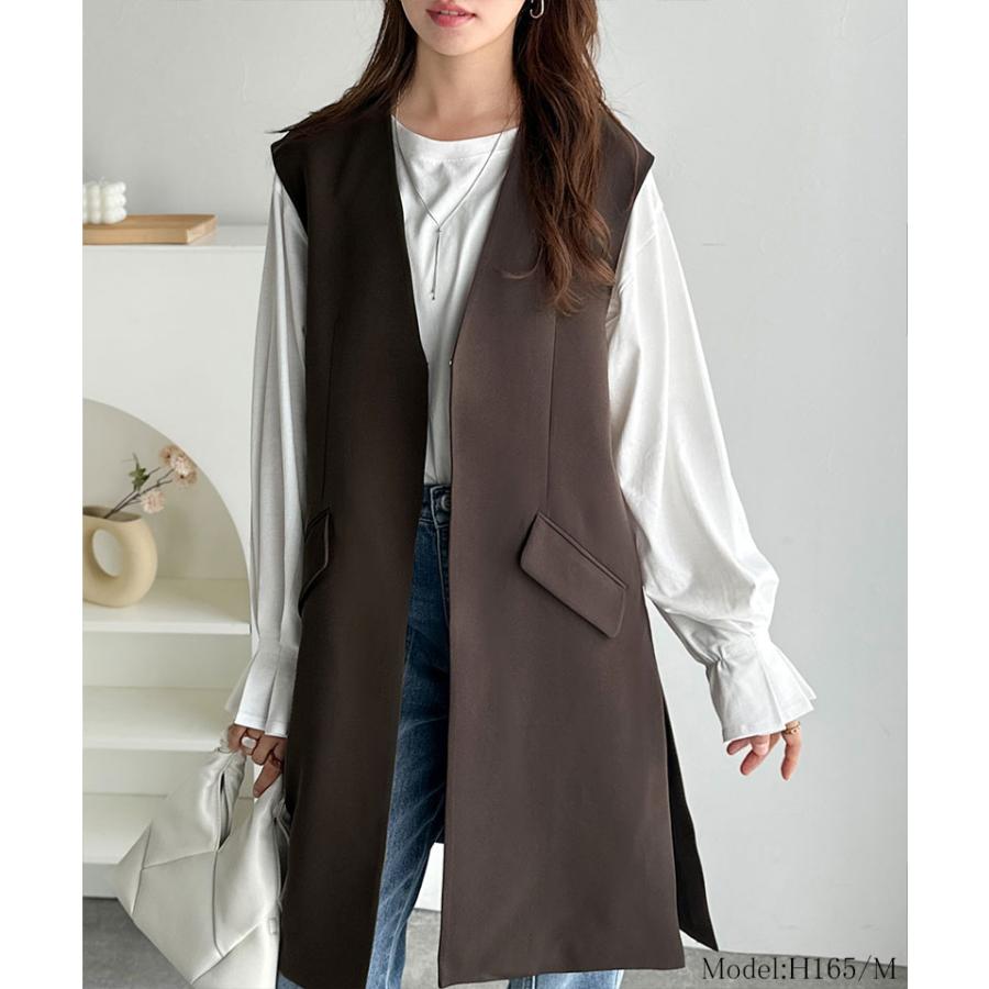 【 クラシカルエルフ classical elf 】 ベスト レディース 上品 トップス フラップ ポケット 付き ロング ジレ レイヤードコーデ セットアップ可能 Vネック | classicalelf | 12