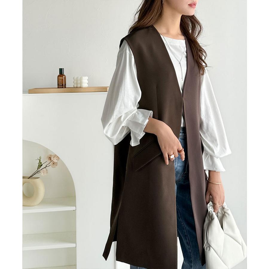 【 クラシカルエルフ classical elf 】 ベスト レディース 上品 トップス フラップ ポケット 付き ロング ジレ レイヤードコーデ セットアップ可能 Vネック | classicalelf | 13