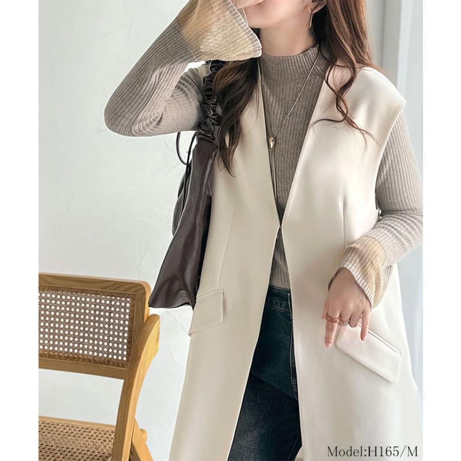 【 クラシカルエルフ classical elf 】 ベスト レディース 上品 トップス フラップ ポケット 付き ロング ジレ レイヤードコーデ セットアップ可能 Vネック | classicalelf | 02