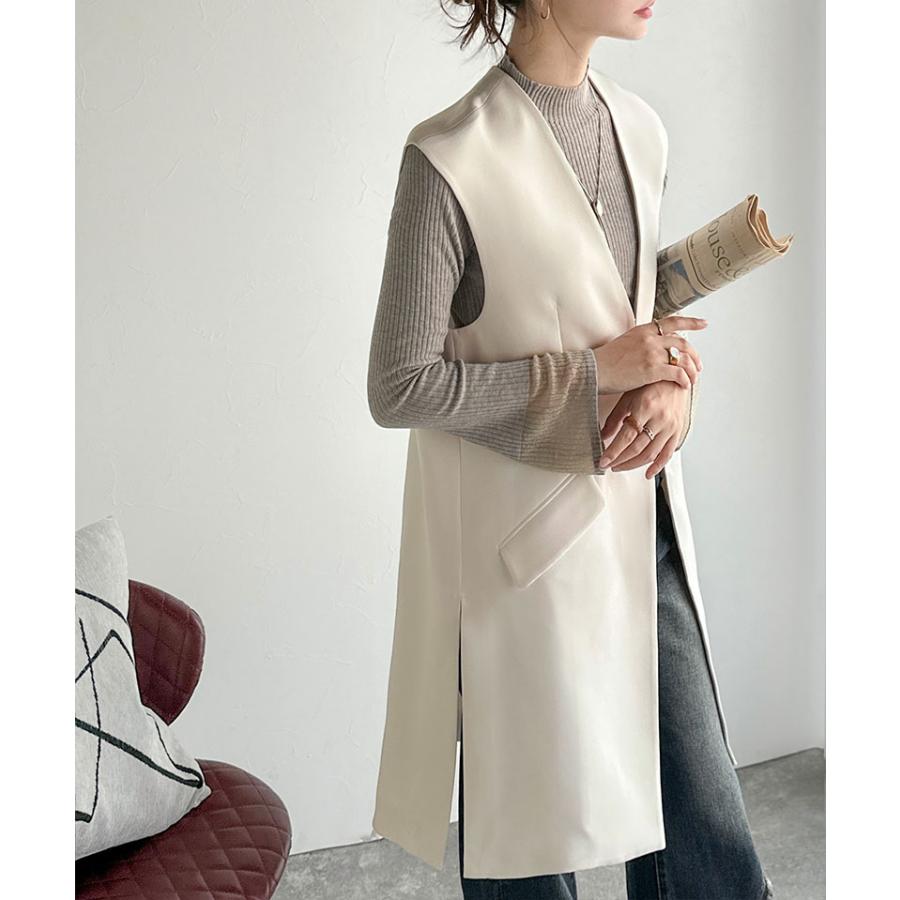 【 クラシカルエルフ classical elf 】 ベスト レディース 上品 トップス フラップ ポケット 付き ロング ジレ レイヤードコーデ セットアップ可能 Vネック | classicalelf | 04