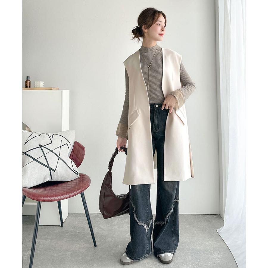 【 クラシカルエルフ classical elf 】 ベスト レディース 上品 トップス フラップ ポケット 付き ロング ジレ レイヤードコーデ セットアップ可能 Vネック | classicalelf | 05