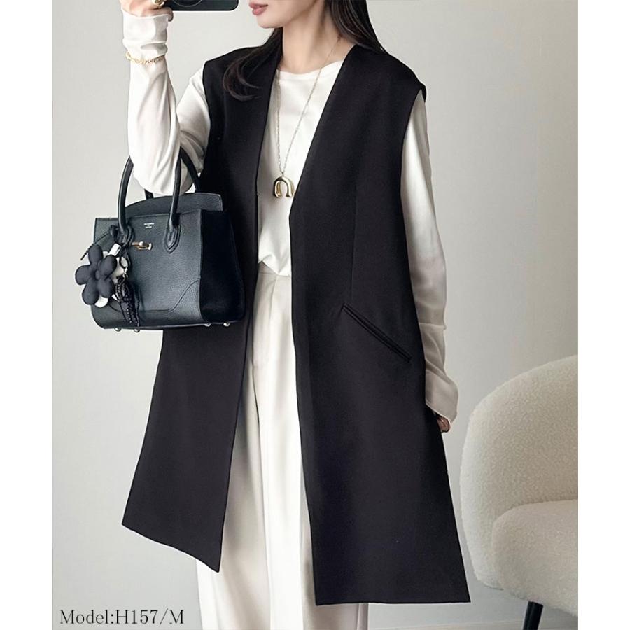 【 クラシカルエルフ classical elf 】 ベスト レディース 上品 トップス フラップ ポケット 付き ロング ジレ レイヤードコーデ セットアップ可能 Vネック | classicalelf | 07