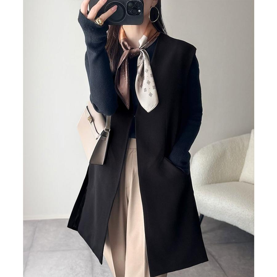 【 クラシカルエルフ classical elf 】 ベスト レディース 上品 トップス フラップ ポケット 付き ロング ジレ レイヤードコーデ セットアップ可能 Vネック | classicalelf | 08