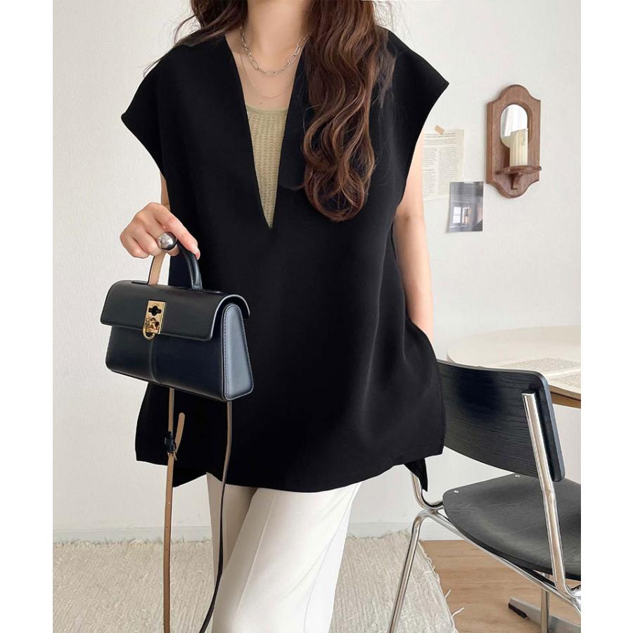 【 クラシカルエルフ classical elf 】トップス ベスト レディース 上品 ディープキーネック きちんと感 抜け感 キレイめ カジュアル セットアップ | classicalelf | 10