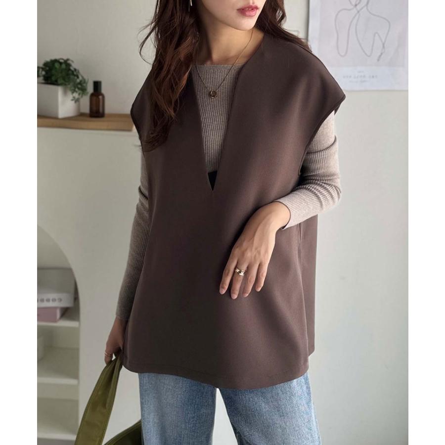 【 クラシカルエルフ classical elf 】トップス ベスト レディース 上品 ディープキーネック きちんと感 抜け感 キレイめ カジュアル セットアップ | classicalelf | 14