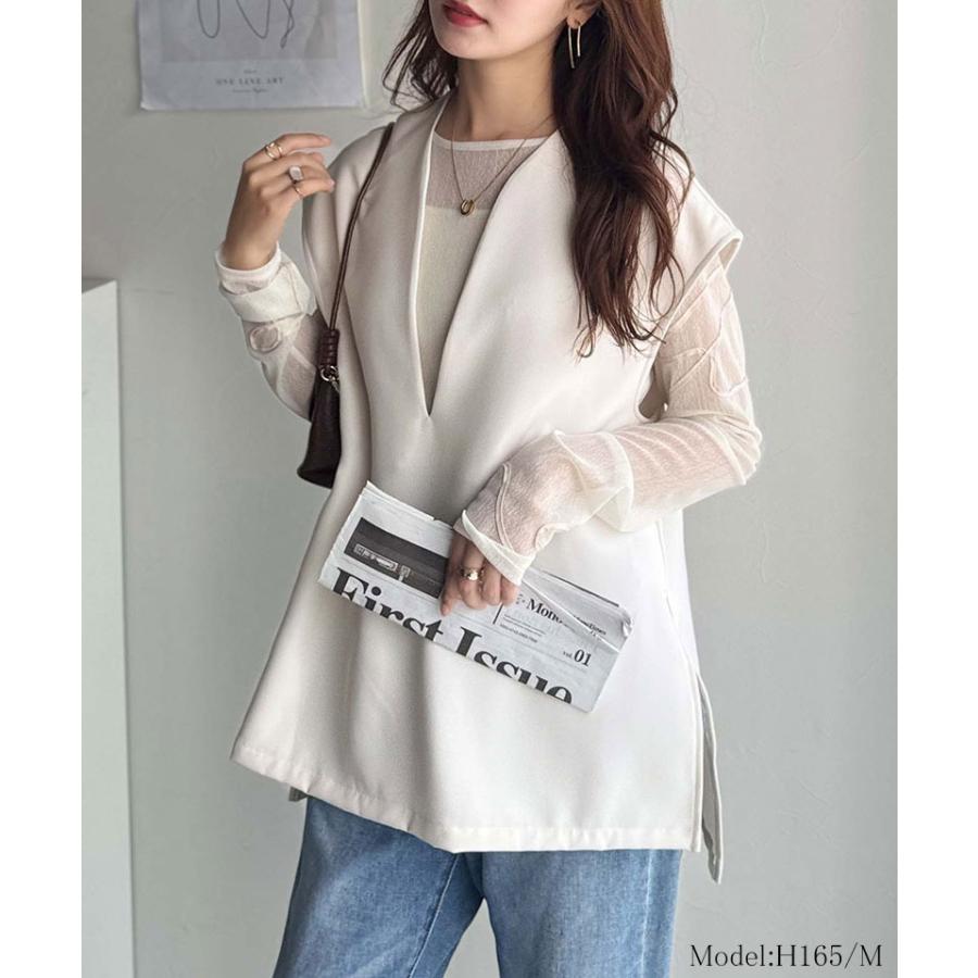 【 クラシカルエルフ classical elf 】トップス ベスト レディース 上品 ディープキーネック きちんと感 抜け感 キレイめ カジュアル セットアップ | classicalelf | 02