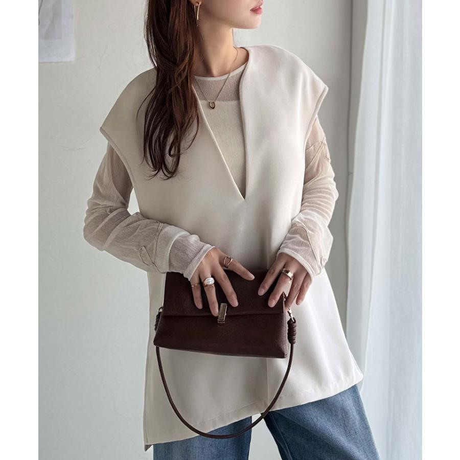 【 クラシカルエルフ classical elf 】トップス ベスト レディース 上品 ディープキーネック きちんと感 抜け感 キレイめ カジュアル セットアップ | classicalelf | 04