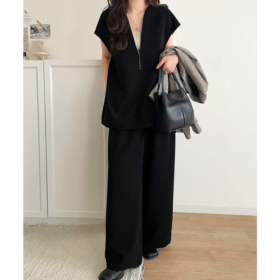 【 クラシカルエルフ classical elf 】トップス ベスト レディース 上品 ディープキーネック きちんと感 抜け感 キレイめ カジュアル セットアップ | classicalelf | 09