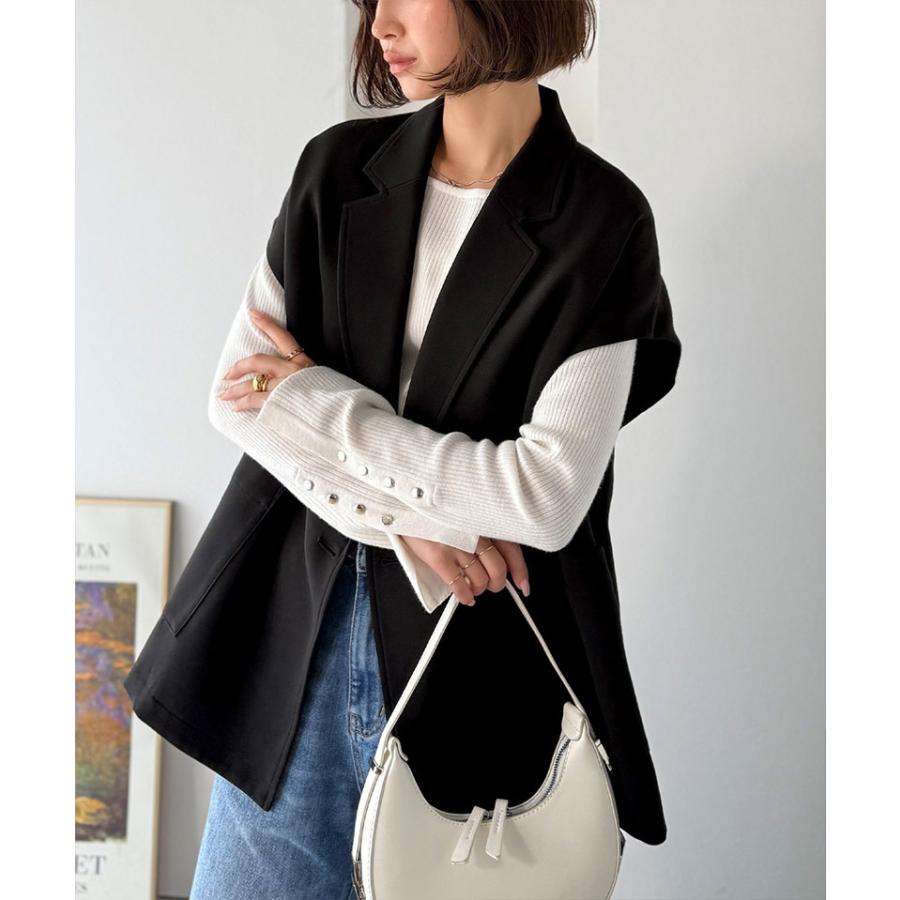 【 クラシカルエルフ classical elf 】 ベスト レディース 上品 トップス テーラード ダブル ジレベスト セットアップ可能 羽織り レイヤードコーデ ゆるっと | classicalelf | 11