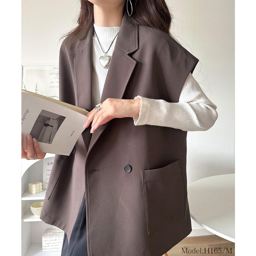 【 クラシカルエルフ classical elf 】 ベスト レディース 上品 トップス テーラード ダブル ジレベスト セットアップ可能 羽織り レイヤードコーデ ゆるっと | classicalelf | 12