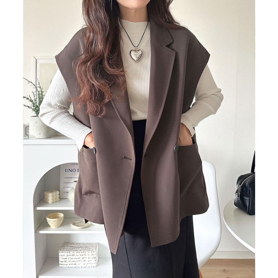 【 クラシカルエルフ classical elf 】 ベスト レディース 上品 トップス テーラード ダブル ジレベスト セットアップ可能 羽織り レイヤードコーデ ゆるっと | classicalelf | 15