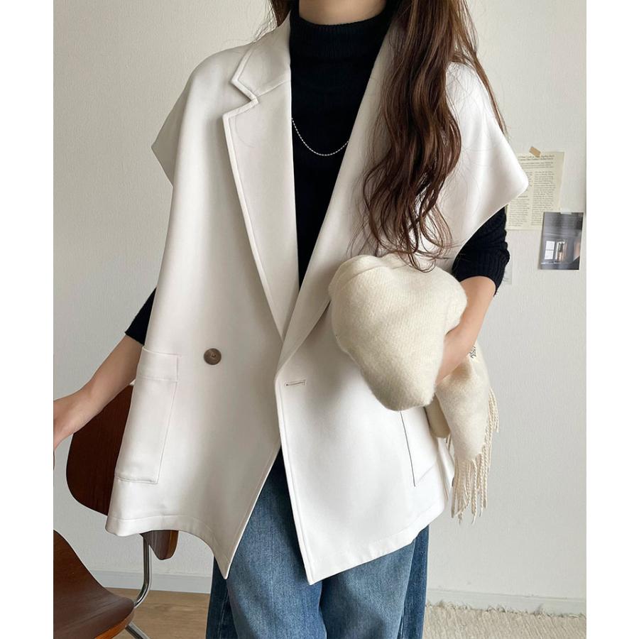 【 クラシカルエルフ classical elf 】 ベスト レディース 上品 トップス テーラード ダブル ジレベスト セットアップ可能 羽織り レイヤードコーデ ゆるっと | classicalelf | 05