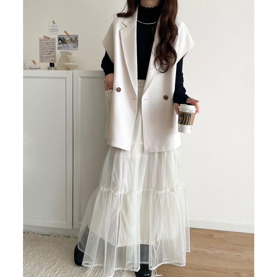 【 クラシカルエルフ classical elf 】 ベスト レディース 上品 トップス テーラード ダブル ジレベスト セットアップ可能 羽織り レイヤードコーデ ゆるっと | classicalelf | 06